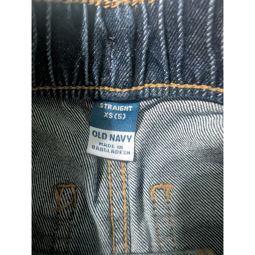 Old Navy Kids Straight Pull-On Jeans Size XS 5 NWT Dark Wash Drawstring